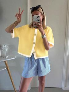 Women's  Button Cardigan, Casual Short Sleeve Knitwear for Summer, Fashion Women's Knit Clothing for Daily Wear