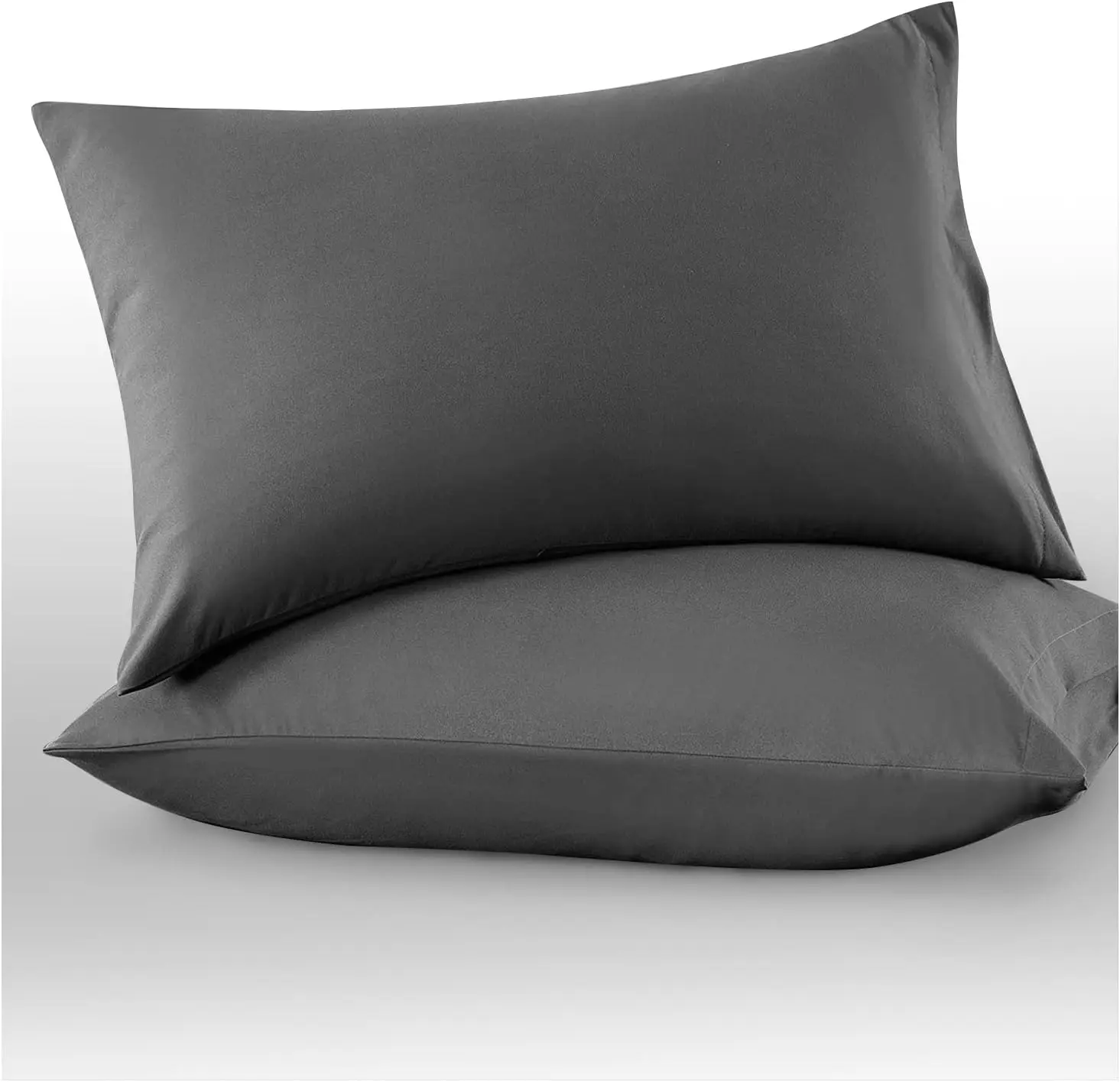Charcoal Microfiber Pillowcases - Pack of 2 - Plain Dyed Housewife Pillowcases (74x48 cm)