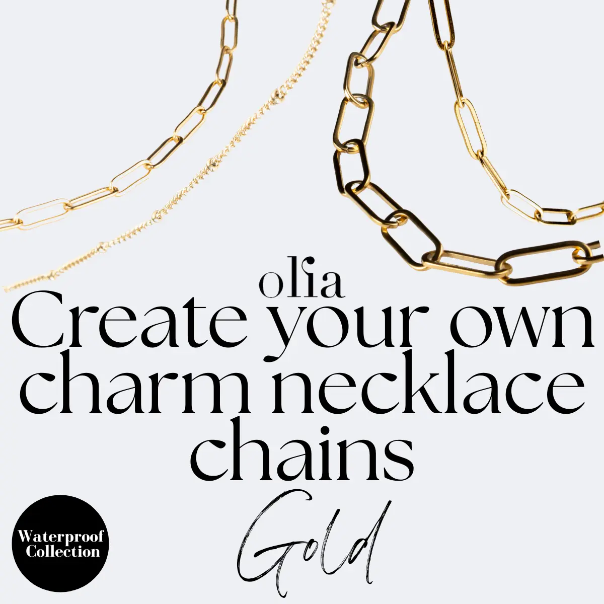 Waterproof Necklace Chains For Create Your Own Waterproof Charm Necklace - 18k Gold Plated Stainless Steel