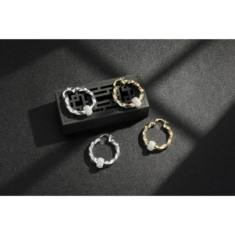 New Premium Twisted Ball Hoops – 35mm – Gold Filled 4