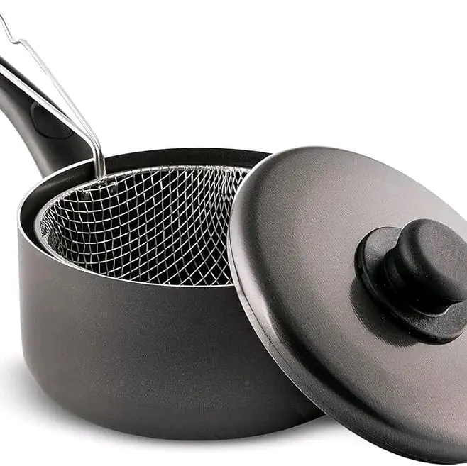 Chips Pan with Frying Basket 8" Black