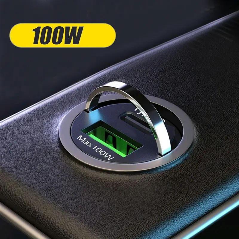100W USB Car Phone Charger Type C QC3.0 Car Interior Fast Charging Accessories 5