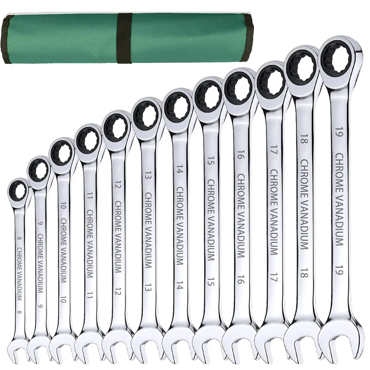 12PCS 72 Tooth Ratchet Spanner Set 8-19MM Fixed Head Combination Wrench Set NEW