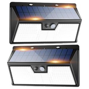 Solar Powered Outdoor Wall Light, 2 Counts Solar Wall Mounted Light with 3 Modes, Waterproof Wall Lamp for Garden Patio Yard Deck Fence Garage