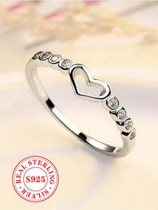 S925 Sterling Silver Artificial Zircons Decorated Heart Ring, Fashion Jewelry for Party, Daily Clothing Decor, Trendy All-match & Exquisite Jewelry for Birthday Gift