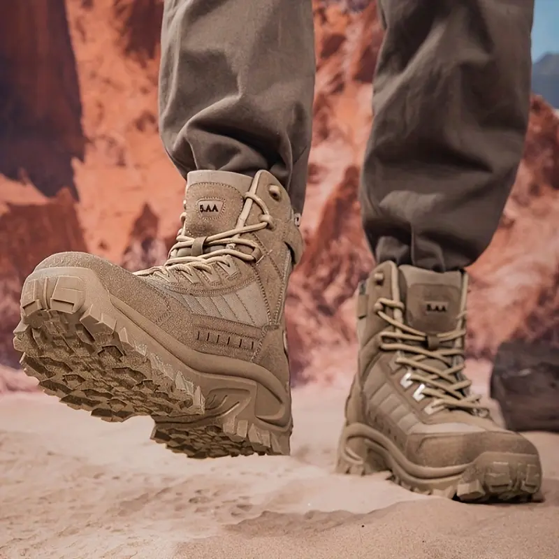 Men's Boots, Outdoor Lace-up Walking Hiking Shoes, Rugged Style Shoes 2