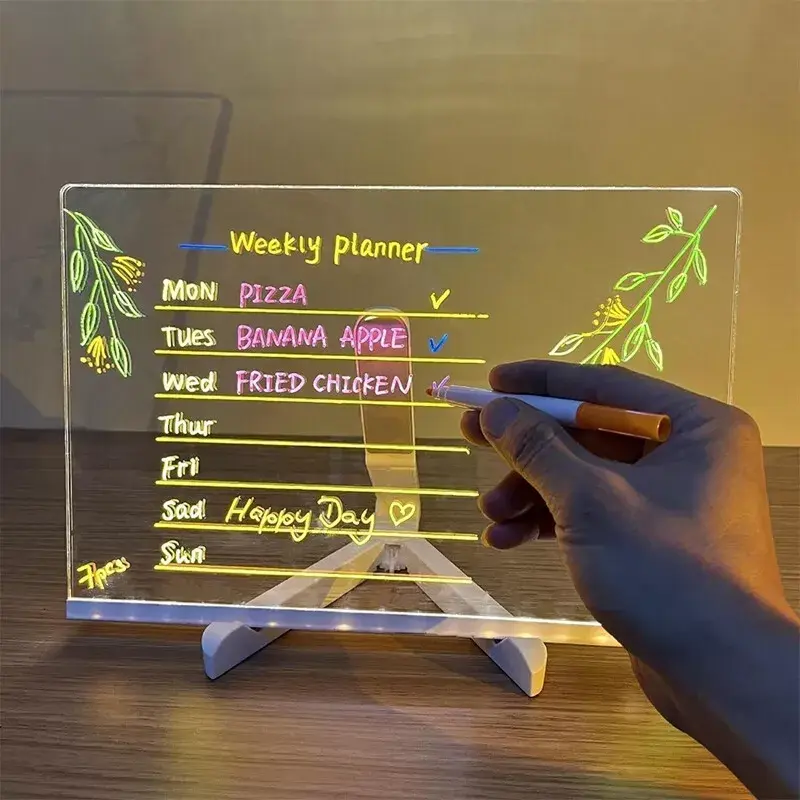 LED Note Board with Colors, Acrylic Dry Erase Board with 7 Pens for Home Office 6