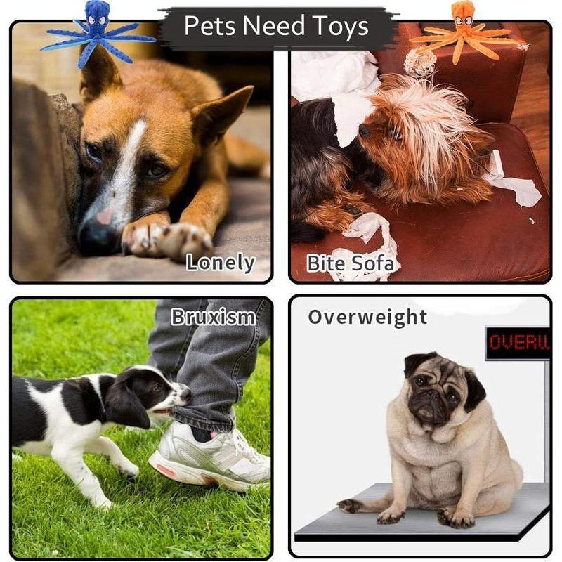 New Squeaky Dog Interactive Play Toy,No Stuffing Octopus Dog Chew Toy with Crinkle Paper for Medium and Large Dog Playing(Blue) squeaky  dog  toys interactive  dog  toys toys  for  dogs 4