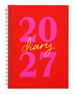 2027  Wiro Spiral Hardback A5 Week To View Diary Planner Organizer Gold Foil Tal image 8