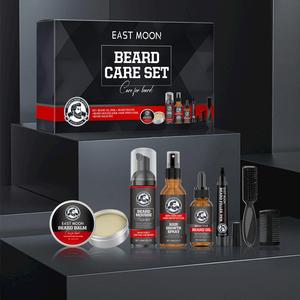 Men's Beard Care Set, 1 Box Beard Mousse & Beard Oil & Beard Balm & Brush & Comb, Beard Care Kit for Men, Men's Grooming Kit