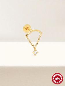 925 Sterling Silver Punk Hip Hop Style Elegant Earrings, Chain Tassel Jewelry Accessories for Women & Girls, Trendy All-match & Exquisite Jewelry for Birthday Gift