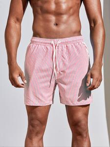 Men's Regular Fit Striped Print Shorts, Casual Comfy Breathable Shorts for Summer, Men's Bottoms for Beach Vacation, Men's Shorts