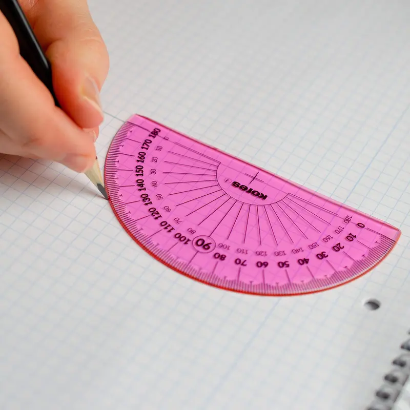 Kores - Geometry Set in Assorted Colours - GEO15 Protractor, Triangle and Ruler Set - Maths Sets for Secondary School, Geometry Sets, Geometry Sets for Secondary School - 4 Pcs in Polybag 1