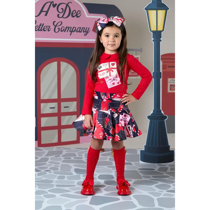 AW24 A Dee Girls With Love Roxy Red Skirt Set 0