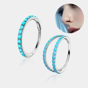 OUFER Summer Blue Turquoise Nose Hoop Winter Vibe Hinged Helix Cartilage Earrings Jewelry for Women