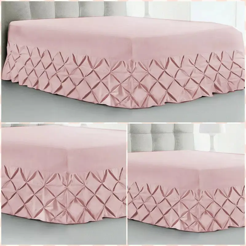 Diamond Pleated Luxury Pintuck Valance Sheet Soft Comfy Fitted Bed Cover Single Double Super King Bedding Size 2