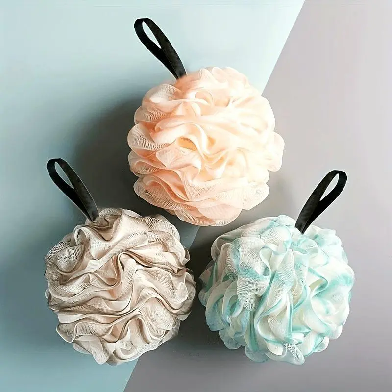 Luxurious 1-Pack Mesh Bath Sponges with Exfoliating Ruffles - Soft and Absorbent Shower Balls for a Relaxing Bath Experience Personal 1Pieces (Random Color)
