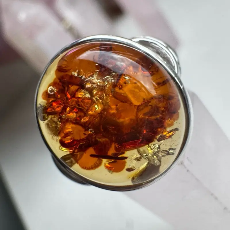 Flower Amber Ring
