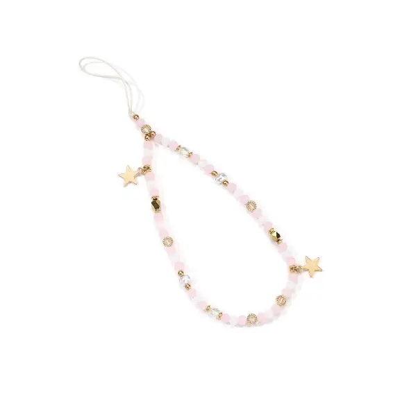 Anti-Lost Bead Phone Lanyard Wrist Strap,Trendy Crystal Bead Mobile Phone Chain Five-Pointed Star Phone Charm Strap Cellphone Hanging Cord Telephone Chain Keychain for Women Girls 7