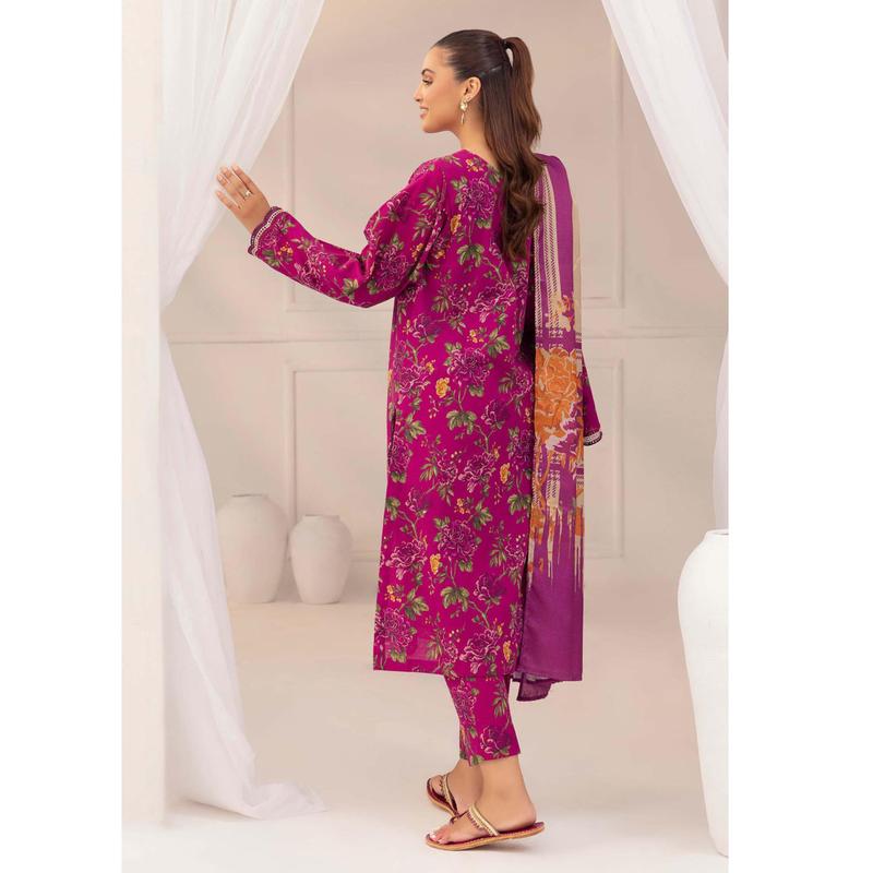 Burnt Pink 3 Pc Printed Khaddar Ready to Wear Dress - Adan's libas 2