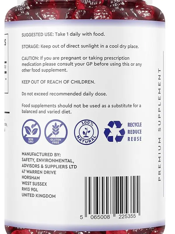 Magnesium Gummies 1000MG - Vegan 1 Month Supply - Berry Flavour - High Strength Magnesium Gummies - Magnesium Supplements, 30 Count (Pack of 1) 5