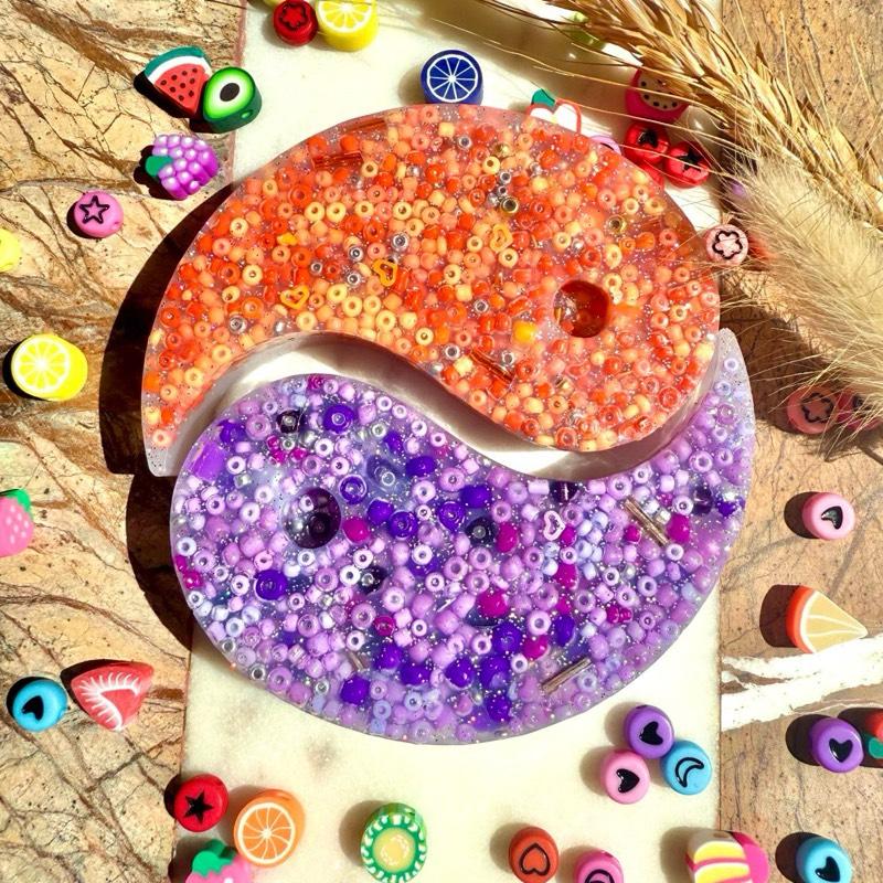 Yin&Yang set of 2 picky pads. 8 Colours! Neurodiverse Stimming Distracting Nail Skin Picking Stress Travel size Fidget Aid Random Beads UK   Silicone Nail Care Gift 3