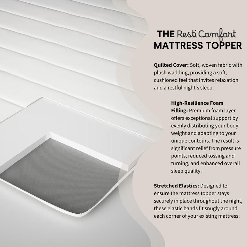 Resti Comfort Foam Mattress Topper - Ultimate Comfort and Pressure Relief 1