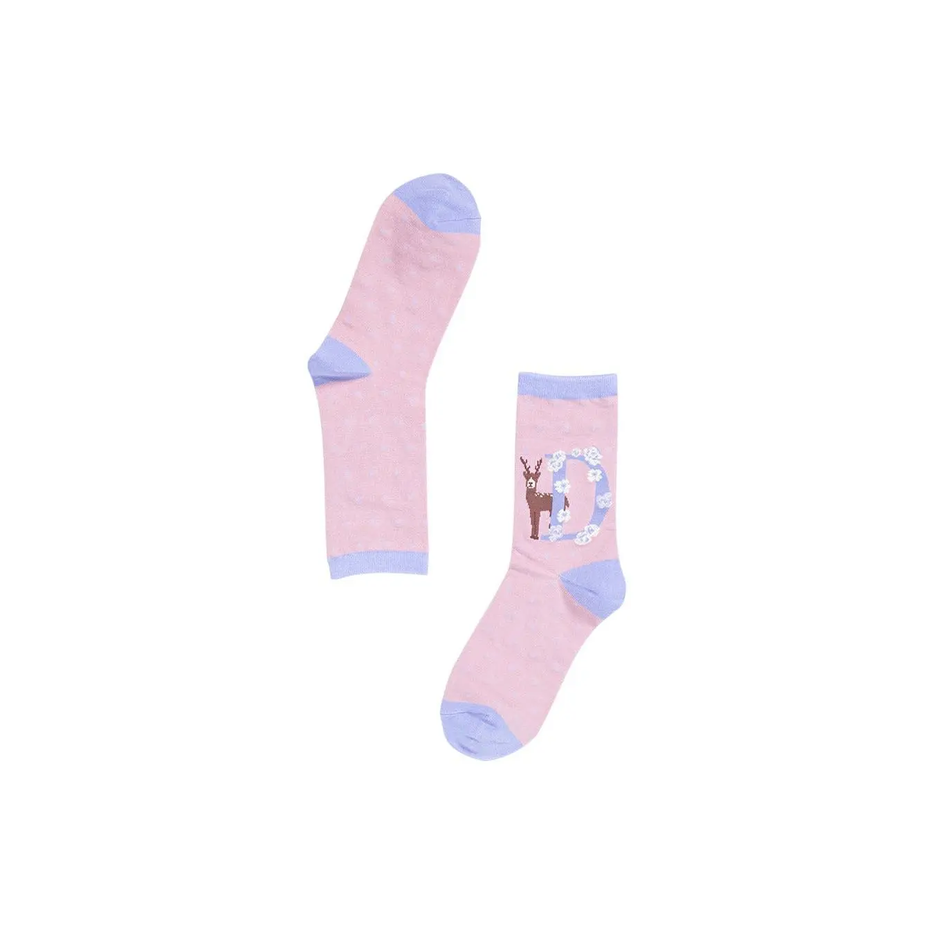 Womens Bamboo Alphabet Socks Initial D Novelty Floral Animal Ankle Socks