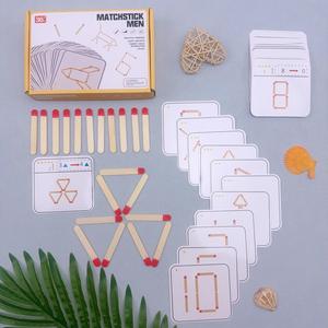 Wooden Matchstick Puzzle Toy, 1 Box Logic Thinking Training Toy, Parent-child Interactive Educational Toy for Teenagers