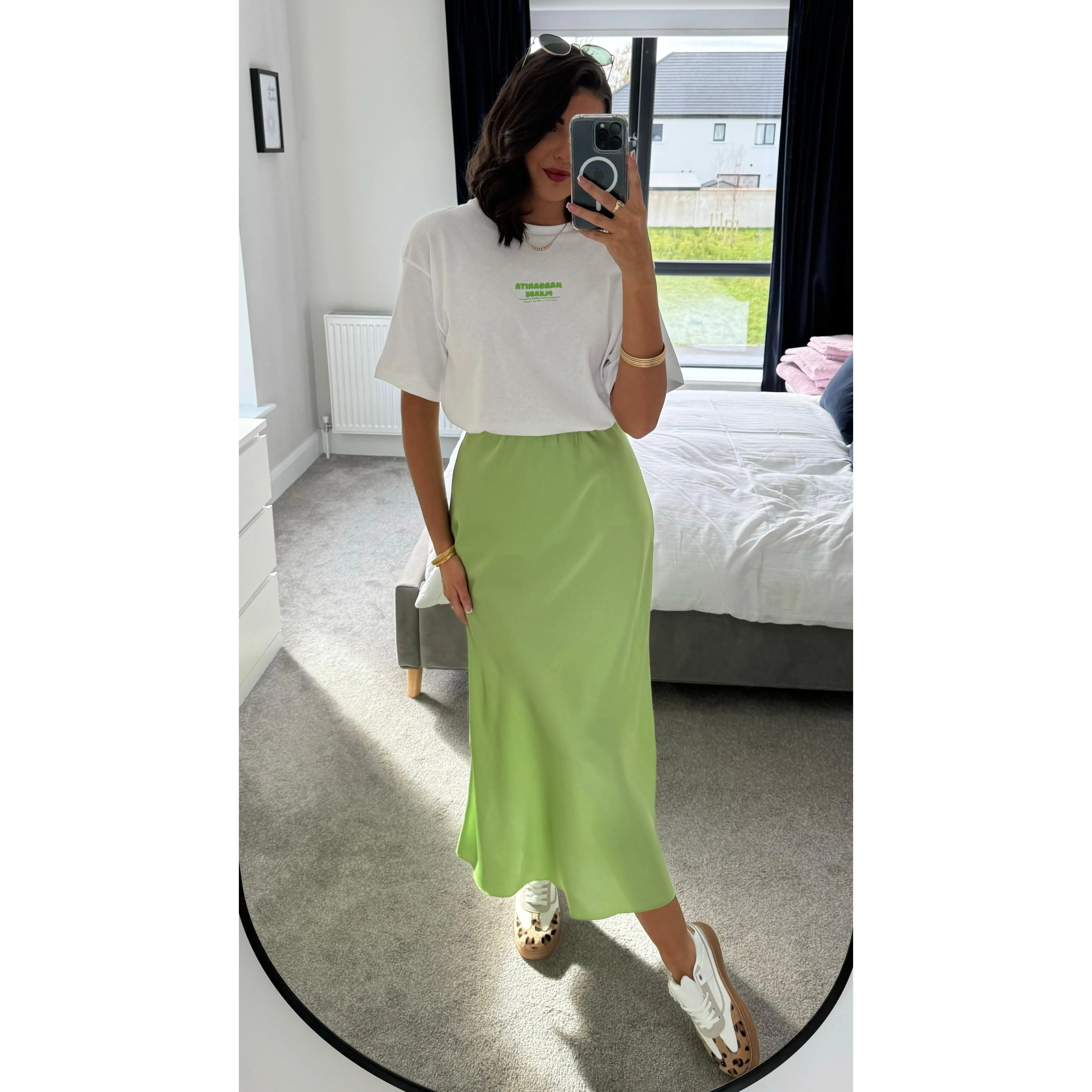 Yaella Light Green Midi Skirt