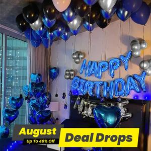 Happy Birthday Letter Balloon Set, Metallic Latex Balloon, Balloon Set for Birthday Party Decoration, Summer Home Decor, Balloon Decorations Kit, Heart Shaped Balloons, Glossy Balloon Shine