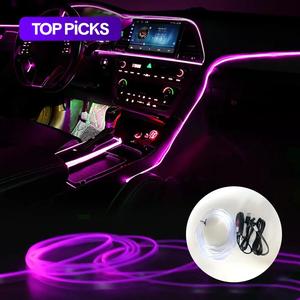 USB Powered Car Interior LED Light, Multiple Color Modes 5M Fiber Ambient Light, Car Interior Decorative Light, Car Interior Lighting