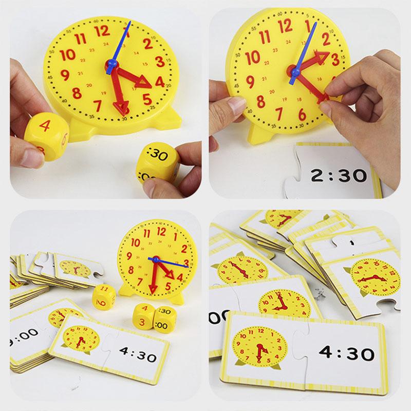 Children Montessori Clock Educational Toys Hour Minute Second Cognition Matching Puzzle Toys Kids Early Preschool Teaching Aids 3