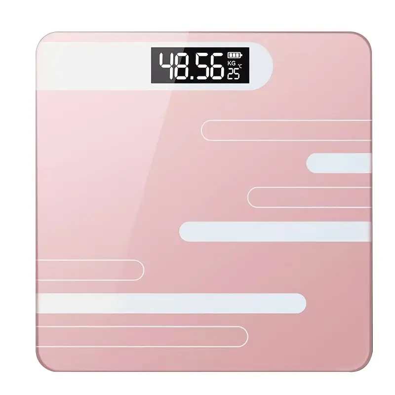 [Precision Digital Weight Scale] 1pc Precision Sleek Black Digital Body Weight Scale - LCD Display Floor-Standing Health Scale, Battery-Powered (36V & Under) for Bathroom Use 2