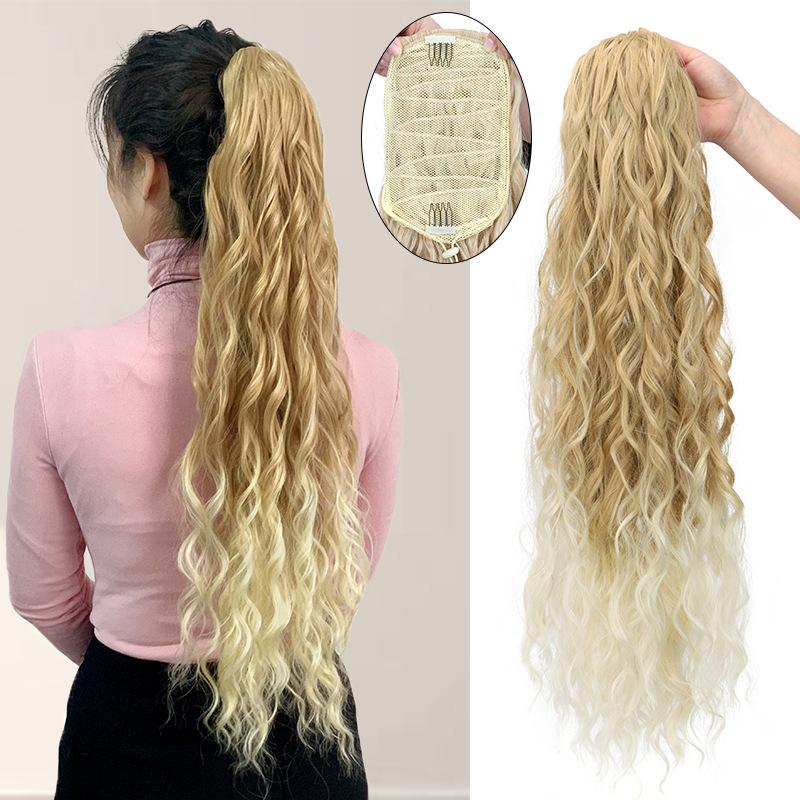 28 Inch Long Wave Claw Clip on Ponytail Hair Extension, Heat Resistant Fake Pony Tail Hair Piece for Women, Synthetic Hair Extensions for Daily Party boho  braids  human  hair blonde blonde synthetic extensions & pieces 6