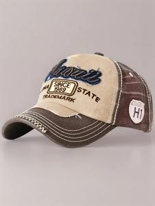 Letter Embroidered Patchwork Decor Baseball Cap, Casual Visor Hat for Men & Women, Vintage All-match Outdoor Black Sporting Hat for Daily Used