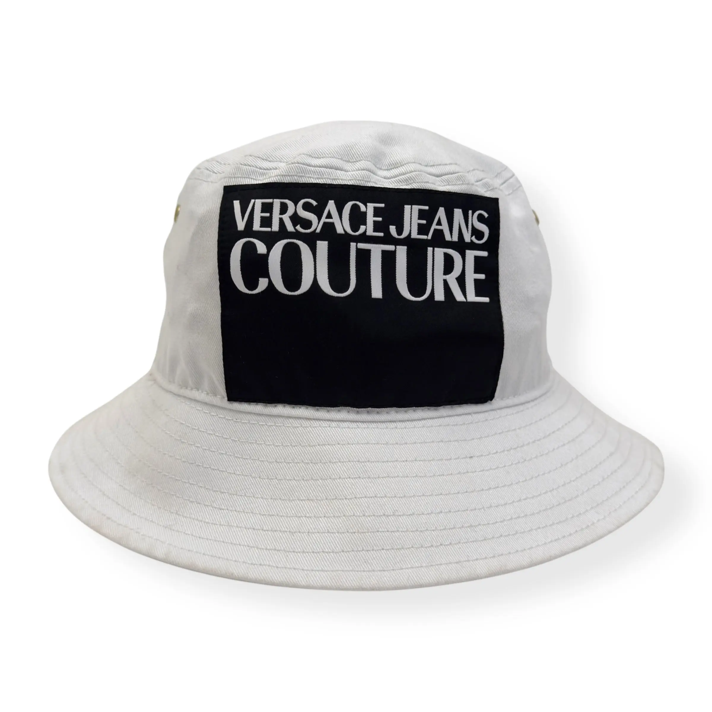 PRE-OWNED VERSACE JEANS COUTURE BUCKET WHITE / BLACK HAT