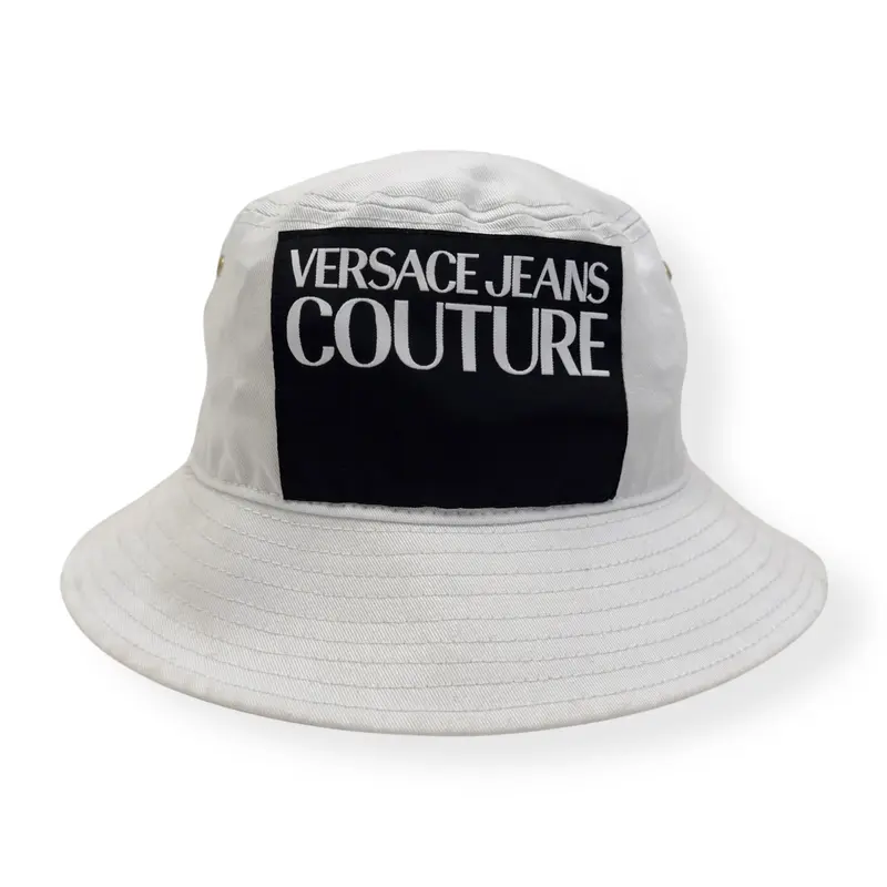 PRE-OWNED VERSACE JEANS COUTURE BUCKET WHITE / BLACK HAT 0