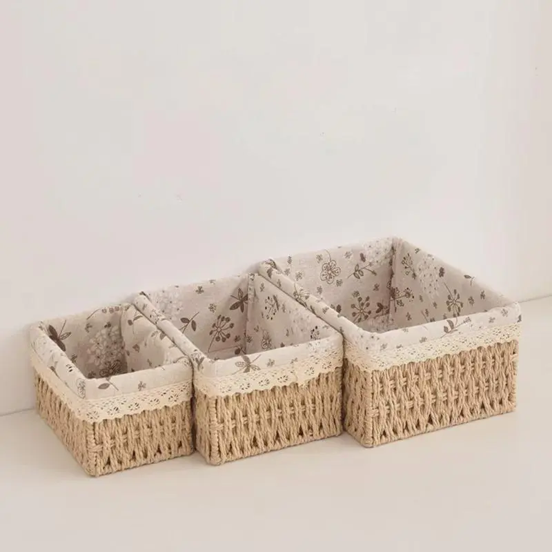 Woven Rattan Storage Basket with Lid, Handmade Sundries Organizer for Food, Books, Snacks, and Picnic Use 5