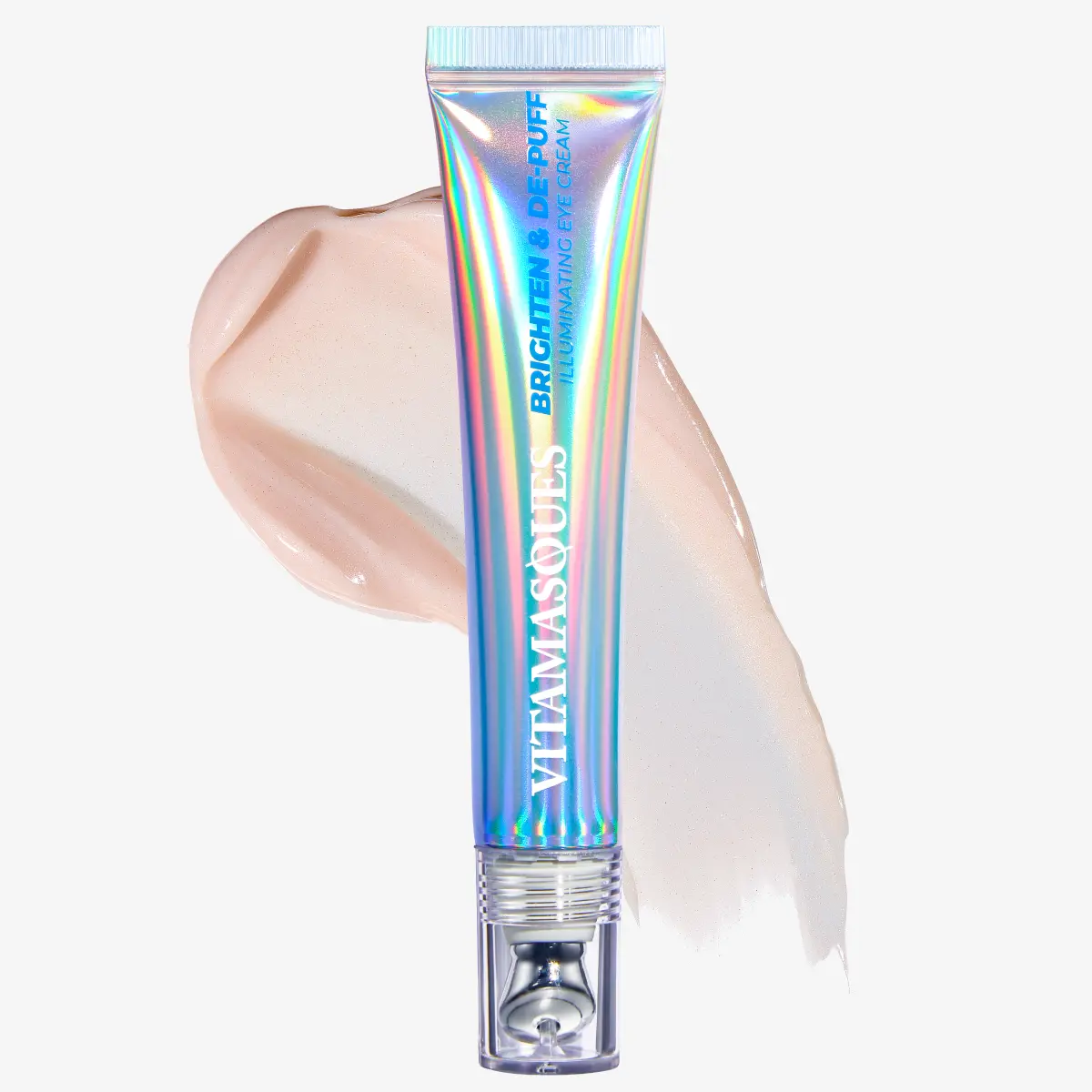 Vitamasques Brighten & De-puff Illuminating Eye Cream that gives Comfort with a Lightweight cream serum and cooling Applicator for Daily under-eye treatments featuring Hyaluronic Acid, Aloe Vera, Green Tea and Niacinamide