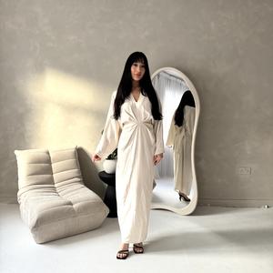 Ladies v neck tie back front knot detail dress onesize uk 6-20