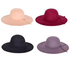 Findfashion Women's Bowler Hats Elegant Soft Felt Fedoras Fashion Solid Ladies Panama Hat Wide Brim Cap Jazz Hat
