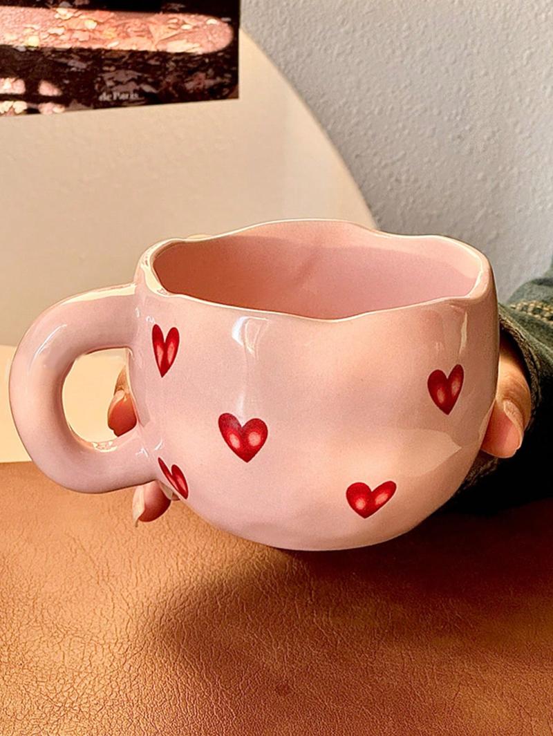 Product Introduction of 2025 New cute girls cupCreative Heart-Shaped Ceramic Cup, High Quality Household Water Cup, Cute Office Coffee Mug, Suitable For CouplesGood gift choice Drinkware Tumbler 9