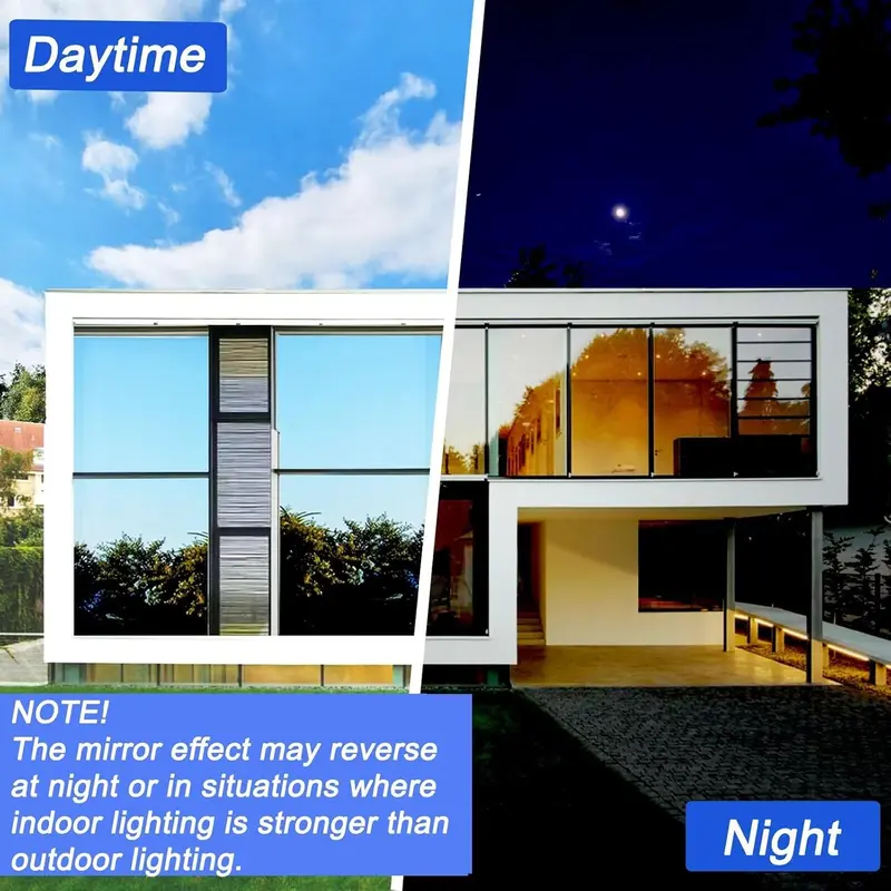 Window Film Privacy One Way Clear Heat Reflective UV Window Tint Mirror Film for Glass Windows Sun Blocker See Out Not in for Home Office Silver 44.5x200cm 3