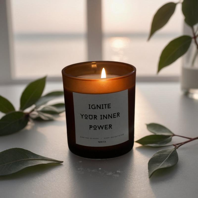 Amber Frosted Glass Empowering Candle 0