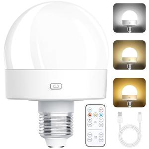 Rechargeable Light Bulb, 1 Count E26 Screw in Light Bulb with Remote Control, Dimmable & Timer LED Light Bulb, LED Lighting, Energy Efficient, Adjustable Ambient Dimmable LED Bulbs, LED Lights