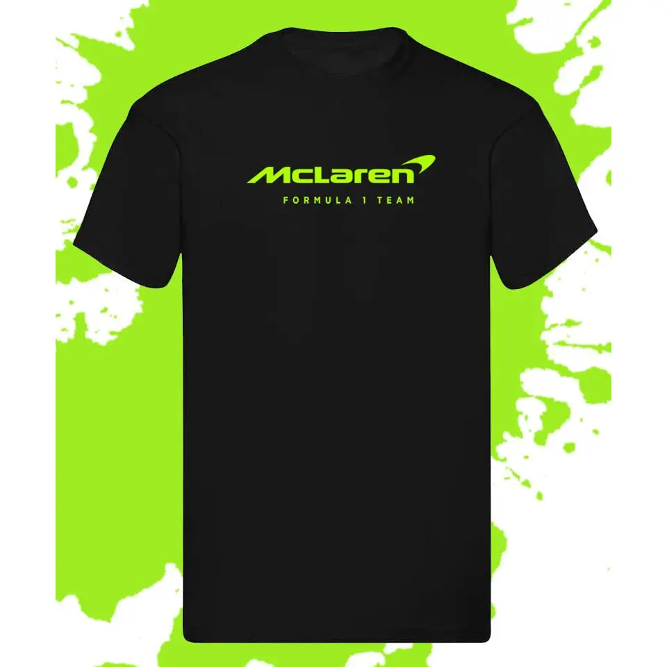 Mclaren F1 Formula 1 - Black T Shirt McLaren Lime Logo S, M, L, XL, XXL