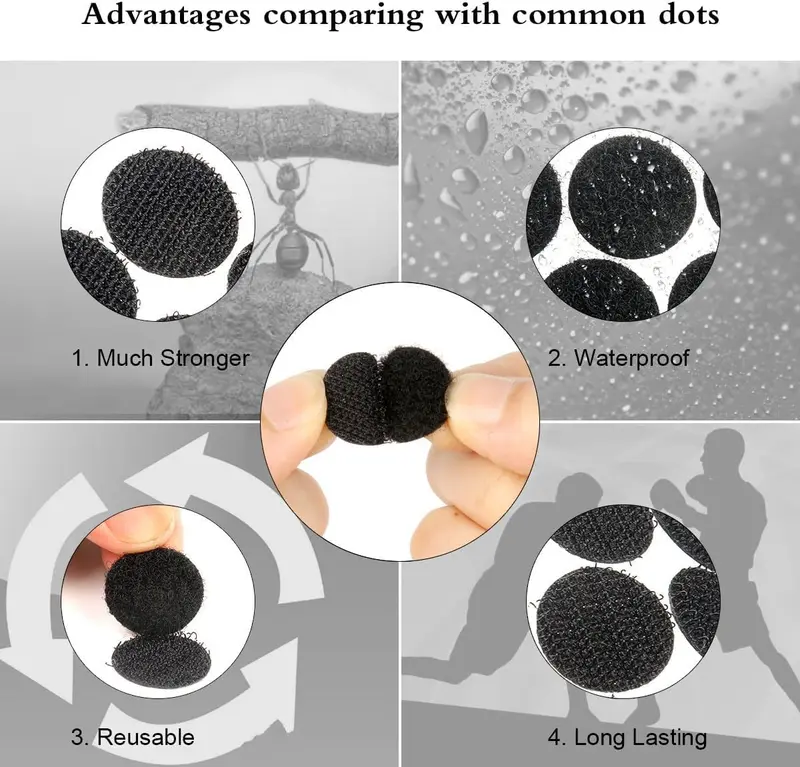 120pcs Round Velcro Dots, Self Adhesive Hook & Loop Coins, 13mm/21mm Reusable Fastening Dots, Strong Double Sided Sticky Back for Metal/Wood/Glass/Fabric/Plastic, White or Black, Peel & Stick Mounting, Washable Non-Slip Grip, Industrial Strength DIY Craft 2