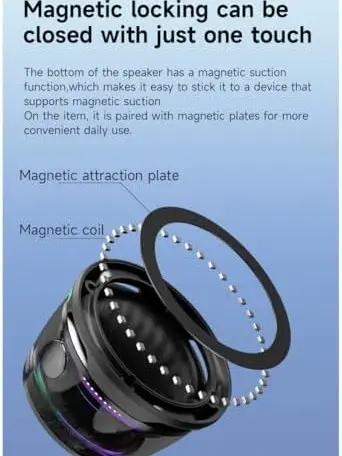 Multifunctional Magnetic Bluetooth Speaker, G200 Portable Bluetooth Speaker with Multi-RGB Color Light and Phone Holder, Waterproof Magbeat Bluetooth Speaker for Outdoor Travel (Black) 7
