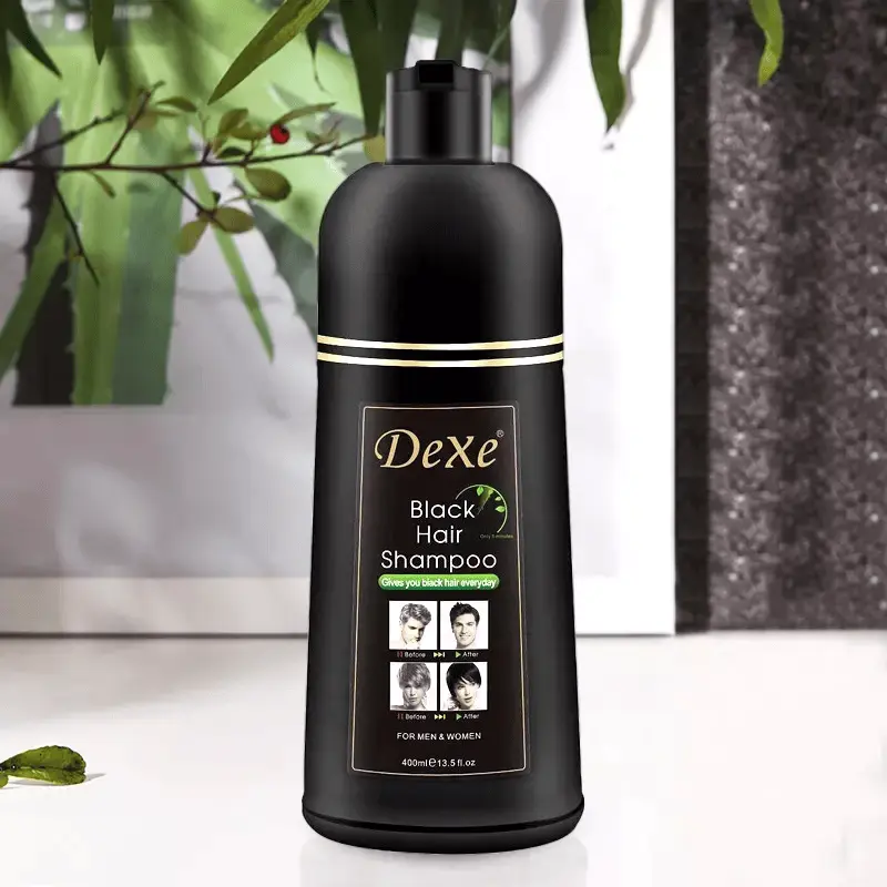 Dexe Black Hair Shampoo | Instant Blackening Dye for Gray Coverage | 400ml Haircare dy herbal